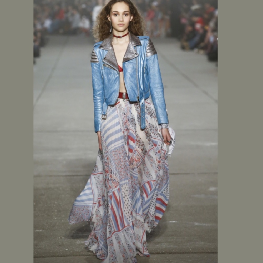 HTF Tommy Hilfiger x Gigi Hadid Pure Silk Printed Maxi Skirt NEW!